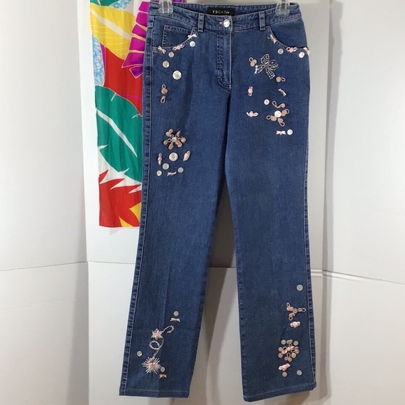 Escada vintage buttons and bows jeans 34/4 - Picture 9 of 12